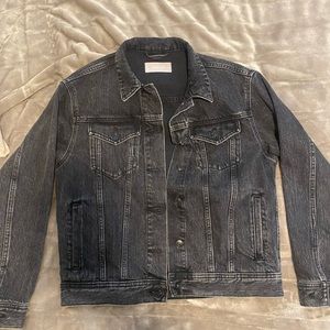 Faded black denim jacket by Everlane.